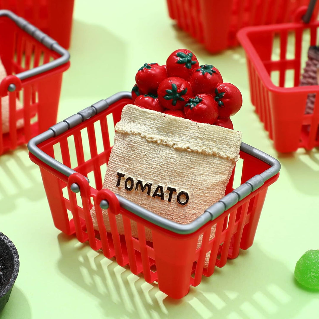 Toyvian Mini Einkaufskorb Set, 10Stück Supermarktwagen Winzige Einkaufskörbe Kunststoff Supermarktkö