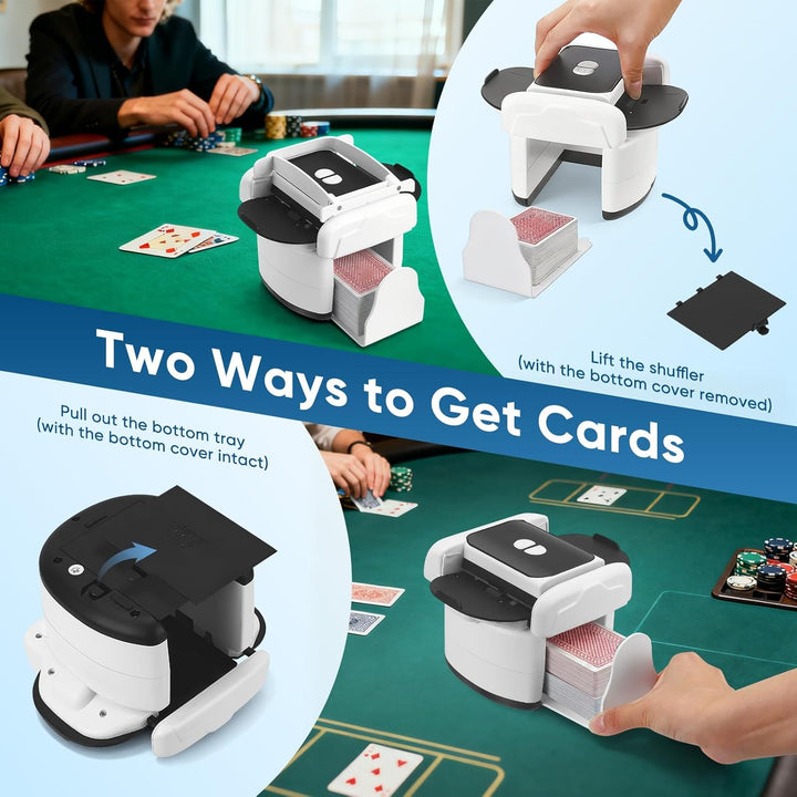 Automatischer Kartenmischer für 1–4 Kartenspiele, wiederaufladbar, 2 Mischmodi, kompatibel mit Poker