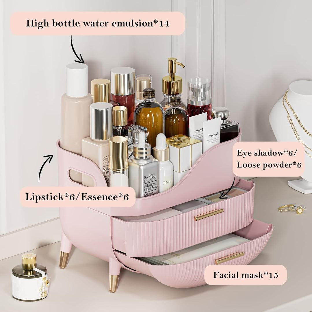 Kousee Makeup-Organizer mit Schubladen, Hautpflege-Organizer für Vanity, Aufbewahrungsbox mit Griff,