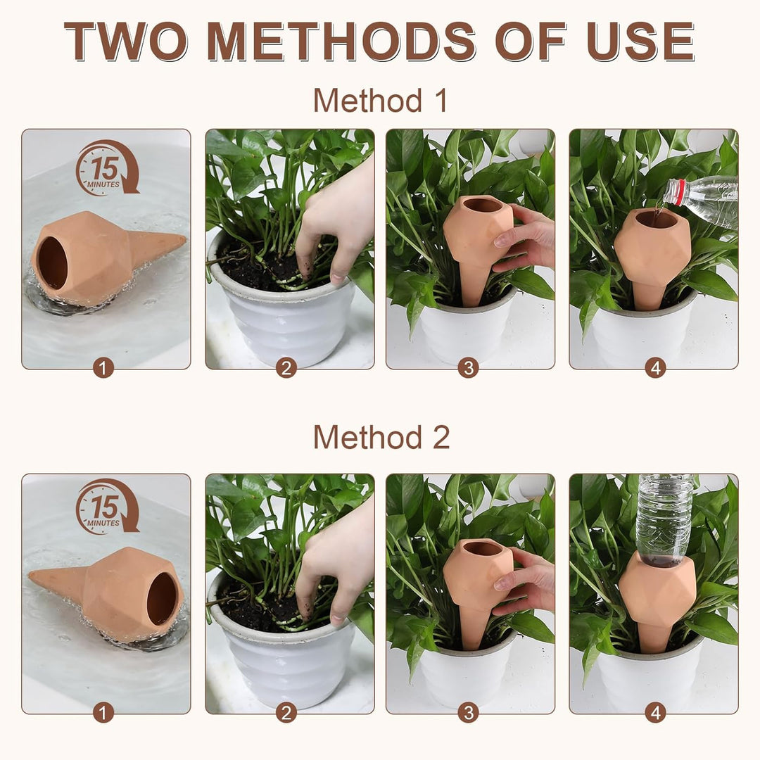 8 × 366ml Tonkegel Bewässerung Polygonal Pflanzen Bewässerungskegel Pflanzen Wasserspender Ton Autom