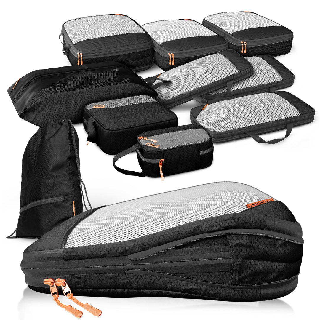 Packing Cubes Compression für Koffer und Rucksack inkl. Packbeutel - extra rissfest dank 420D Polyes