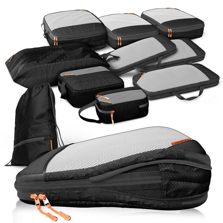 Packing Cubes Compression für Koffer und Rucksack inkl. Packbeutel - extra rissfest dank 420D Polyes