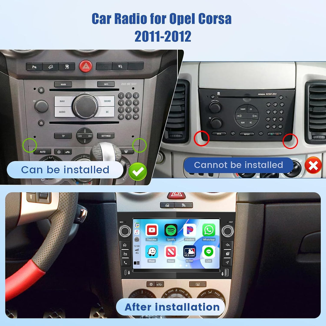 [4G+128G] Inefala Android 15 Autoradio für Opel Corsa 2011-2012 mit Wireless Carplay Android, 7 Zoll