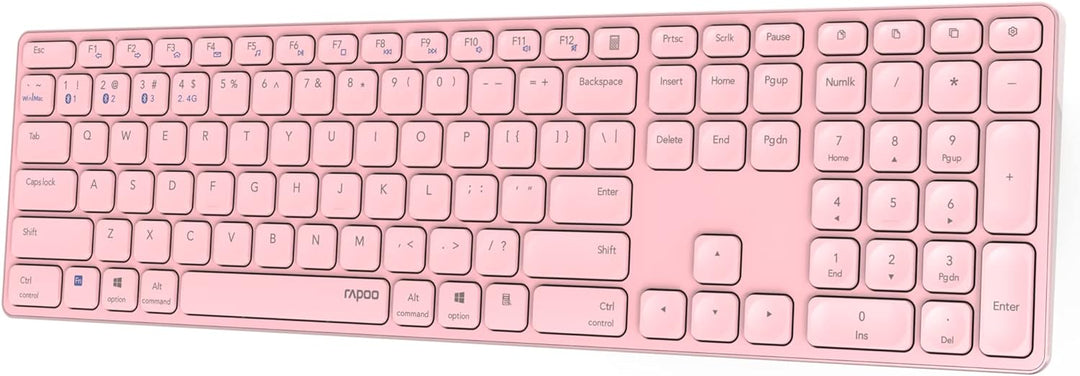 Rapoo E9800M kabellose Tastatur Wireless Keyboard wiederaufladbarer Akku flaches Aluminium Design DE