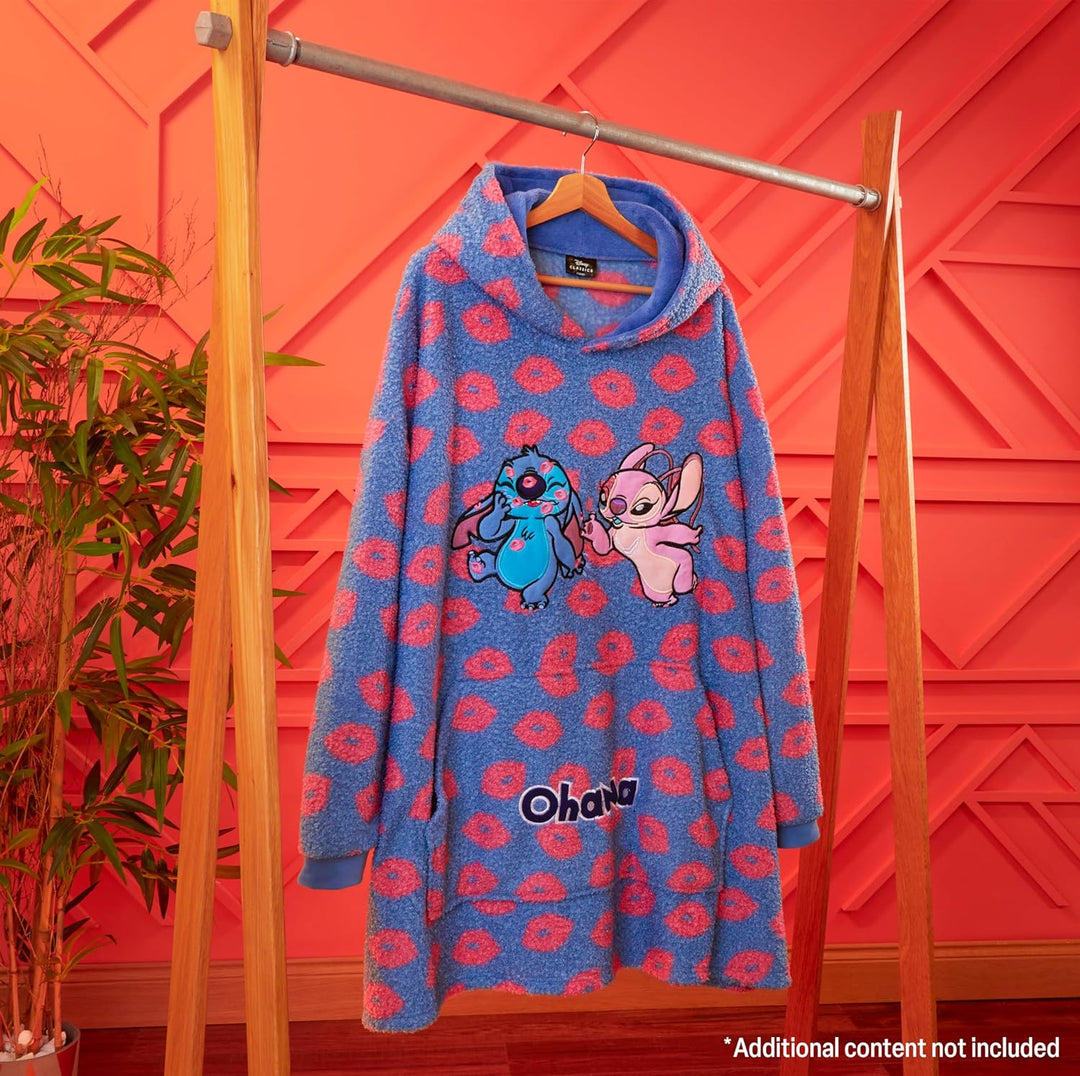 Disney Stitch Übergrosse Hoodie Decke Damen - Fleece Oversized Kapuzenpullover mit Ärmeln für Teenag