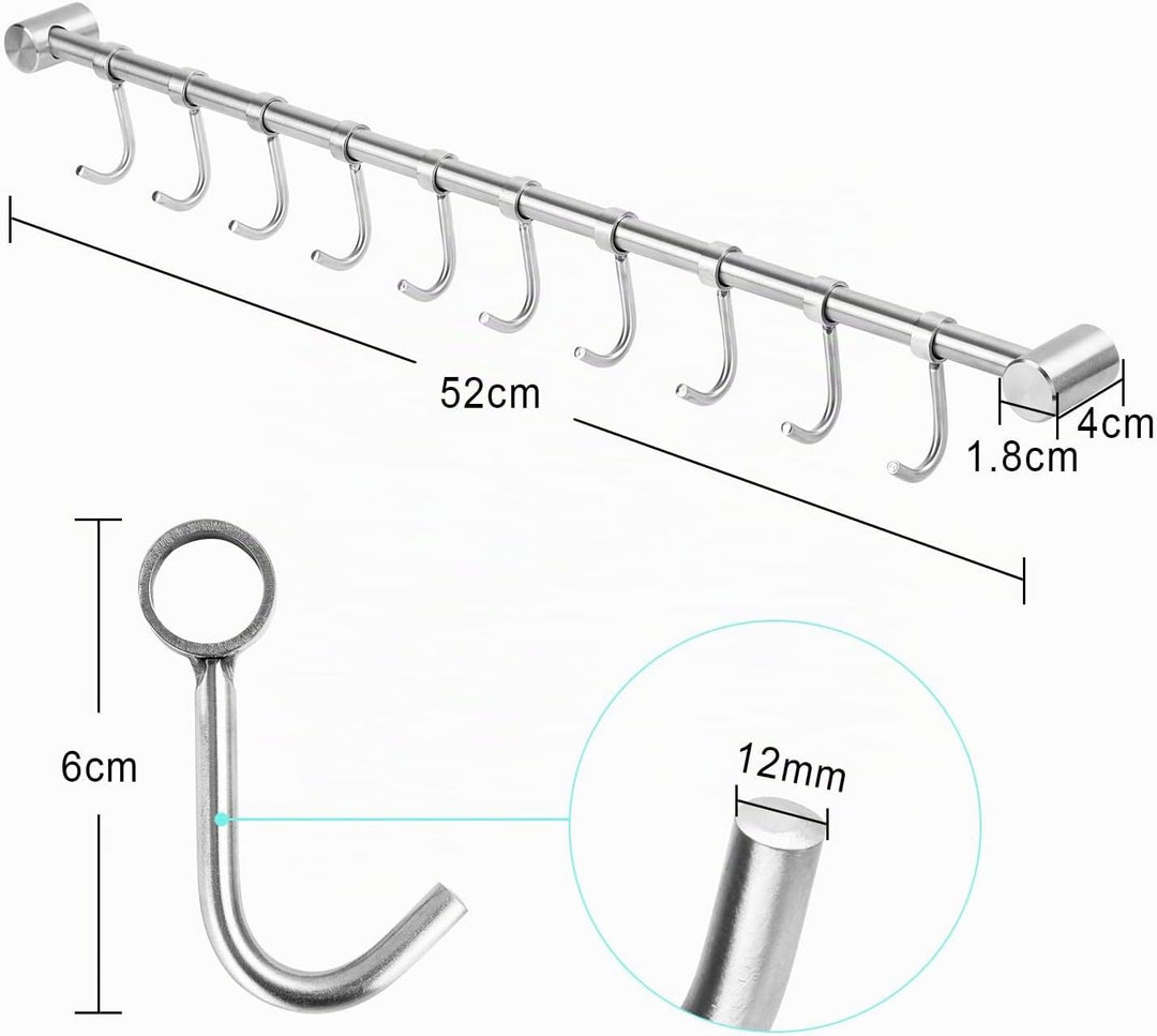 Trintion 2 Stück Hakenleiste Küche Wandbehang Küchenhakenleiste for Küchenutensilien Töpfe Handtüche