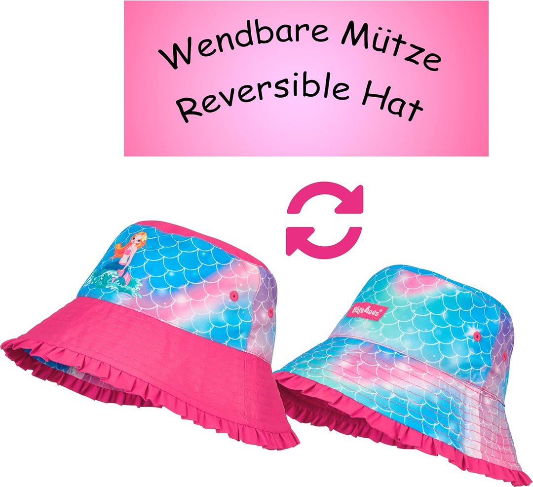 Playshoes Mädchen UV-Schutz Sonnenhut Bademütze Kopfbedeckung, Meerjungfrau, 55cm