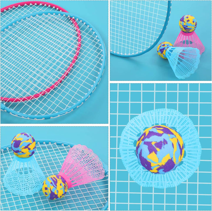 KH Federball Set Badminton Schläger Set of 2 oder 4 für Erwachsene Kinder, Schläger, Federbälle und