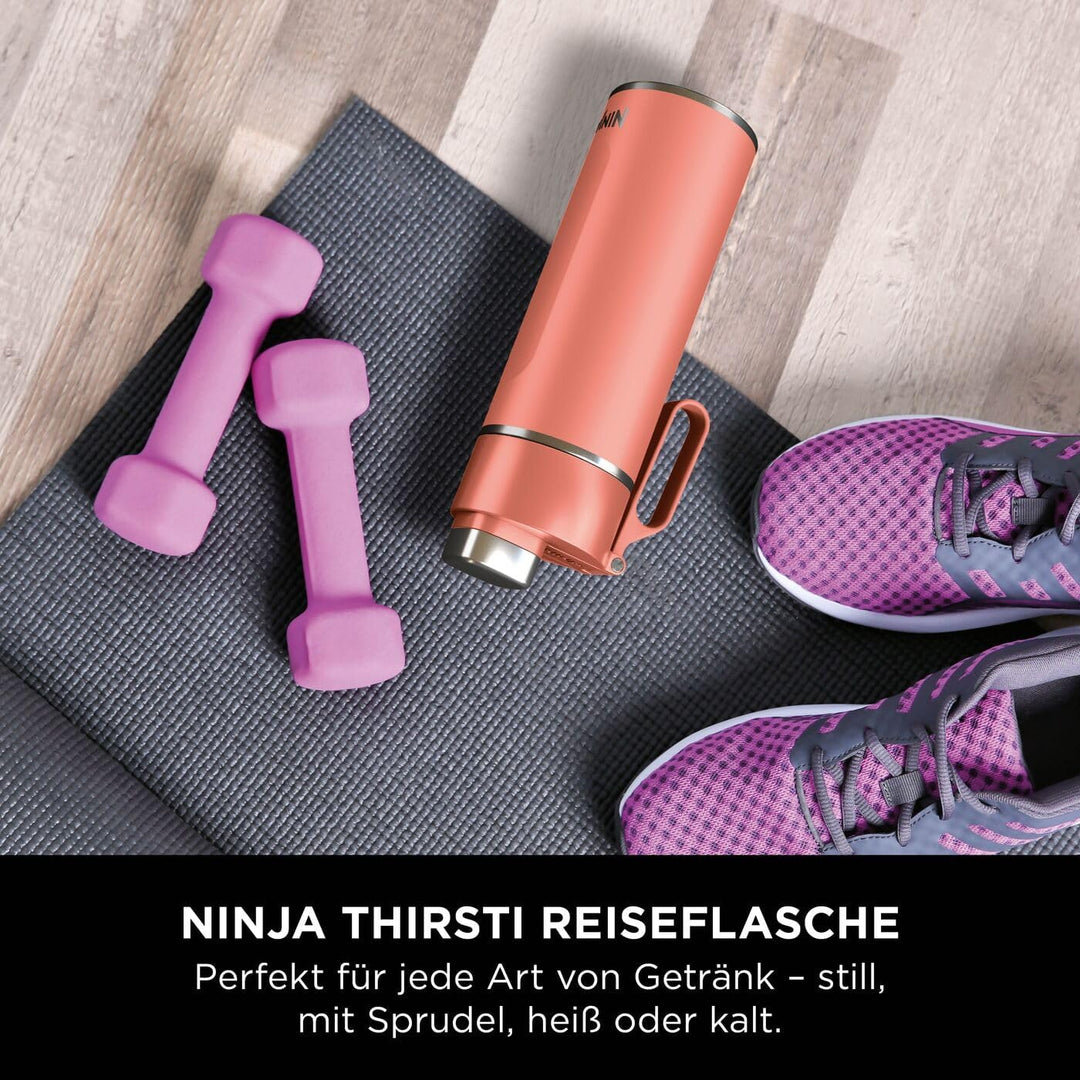 Ninja Thirsti Wasserflasche, Thermobecher to go, 700ml, auslaufsicherer Deckel, für kohlensäurehalti
