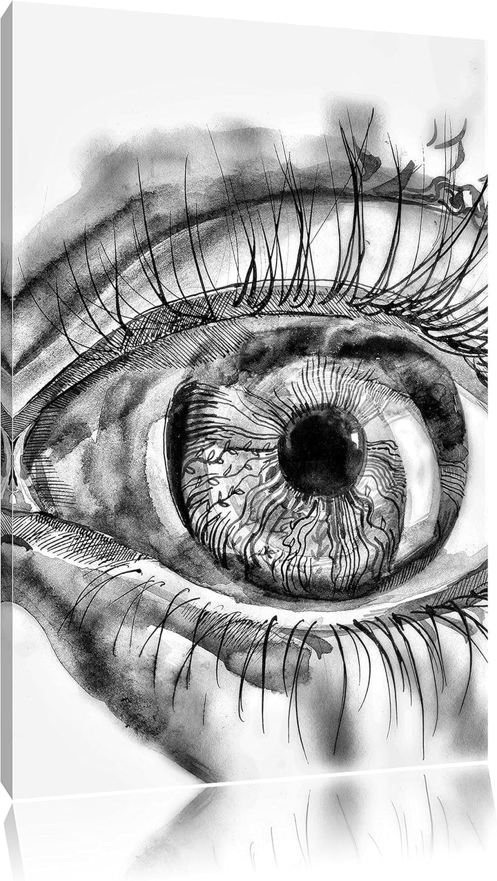 Monocrome, Grünes Auge, Format: 100x70 auf Leinwand, XXL riesige Bilder fertig gerahmt mit Keilrahme