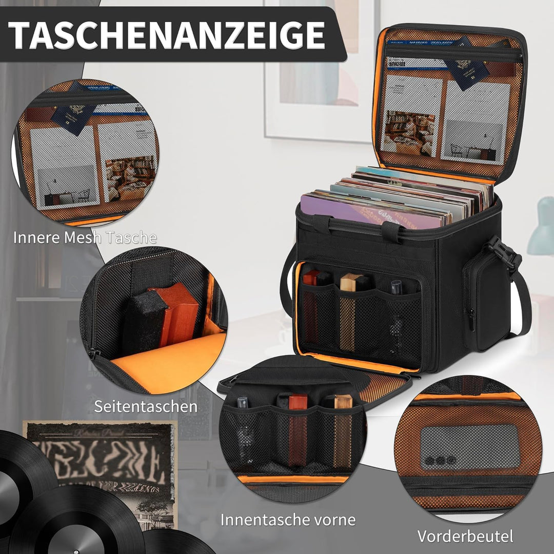 Vinyl Tragetasche für Schallplatten,Wasserfeste Aufbewahrungstasche für Schallplatten für 7/10/12 Zo