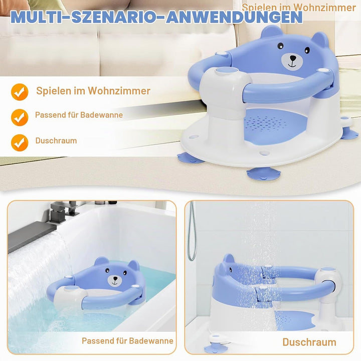 Badewannensitz Baby ab 6-24 monate Badesitz Baby mit 4 Starken Saugnäpfen Ergonomisch Rückenlehne un