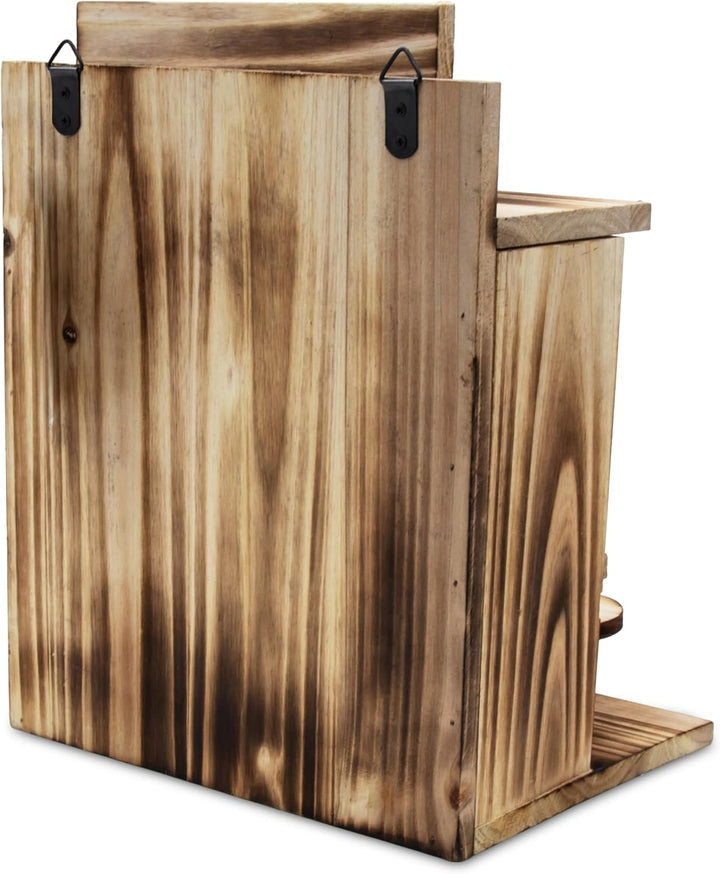Eichhörnchen Futterstation NUT BAR aus Holz - 32 x 24 cm - Garten Deko Futterspender mit Klappdeckel