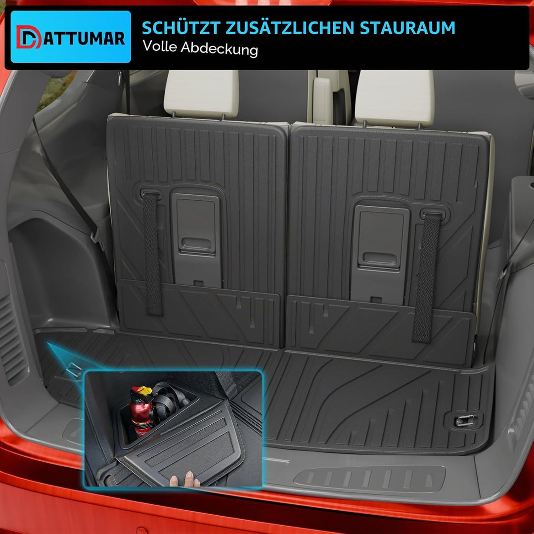 Kofferraumwanne, kompatibel mit Dodge Durango 6- und 7-Sitzer-Kofferraummatte, Allwetter-Rücksitzbez