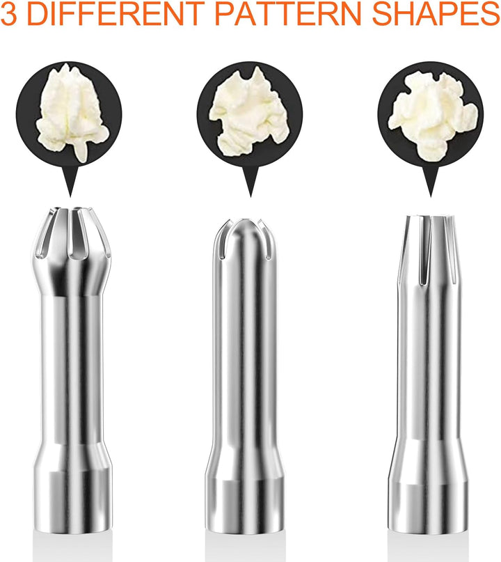 Newaner 500ml sahnespender, Sahnesyphon Aluminium mit 3 Edelstahl Deko-Düsen und 1 Reinigungbürste,