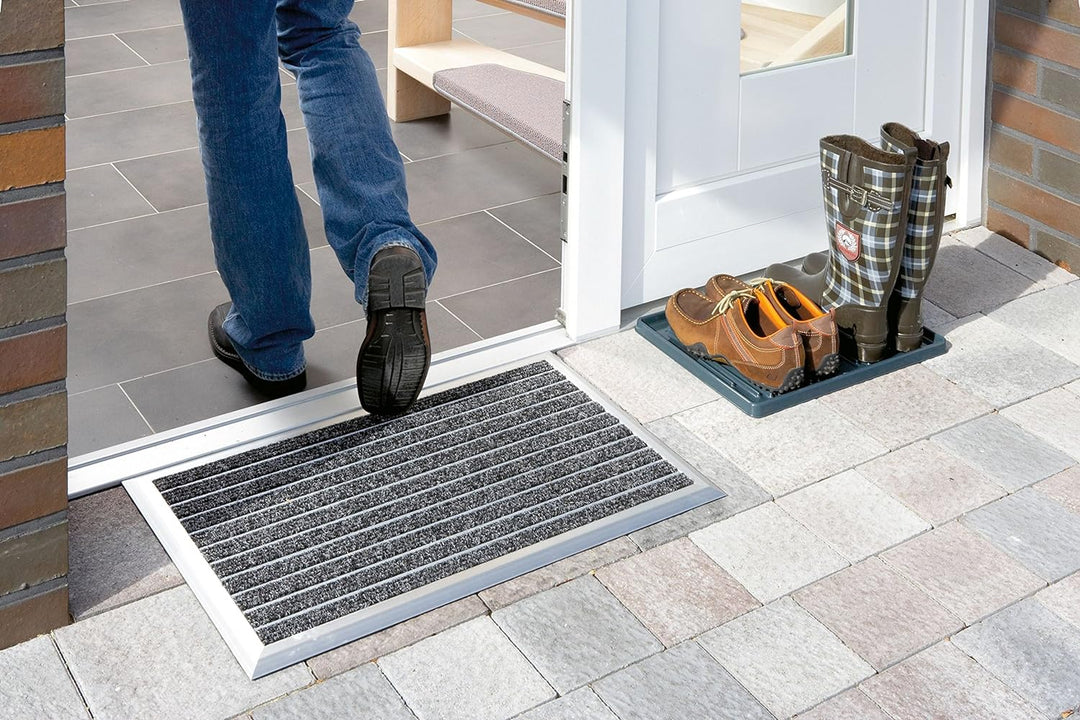 ASTRA rutschfeste Fussmatte aussen - Alu-Matte Exclusiv Mat - Aluminium Fussabtreter 45 x 75 cm Schm