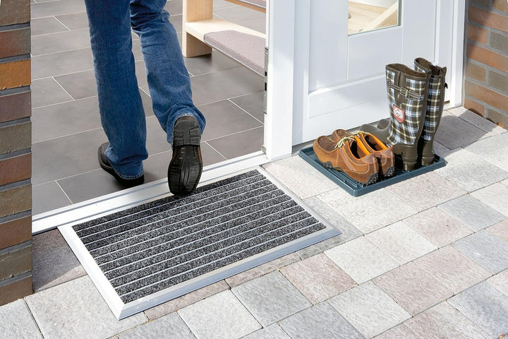 ASTRA rutschfeste Fussmatte aussen - Alu-Matte Exclusiv Mat - Aluminium Fussabtreter 45 x 75 cm Schm