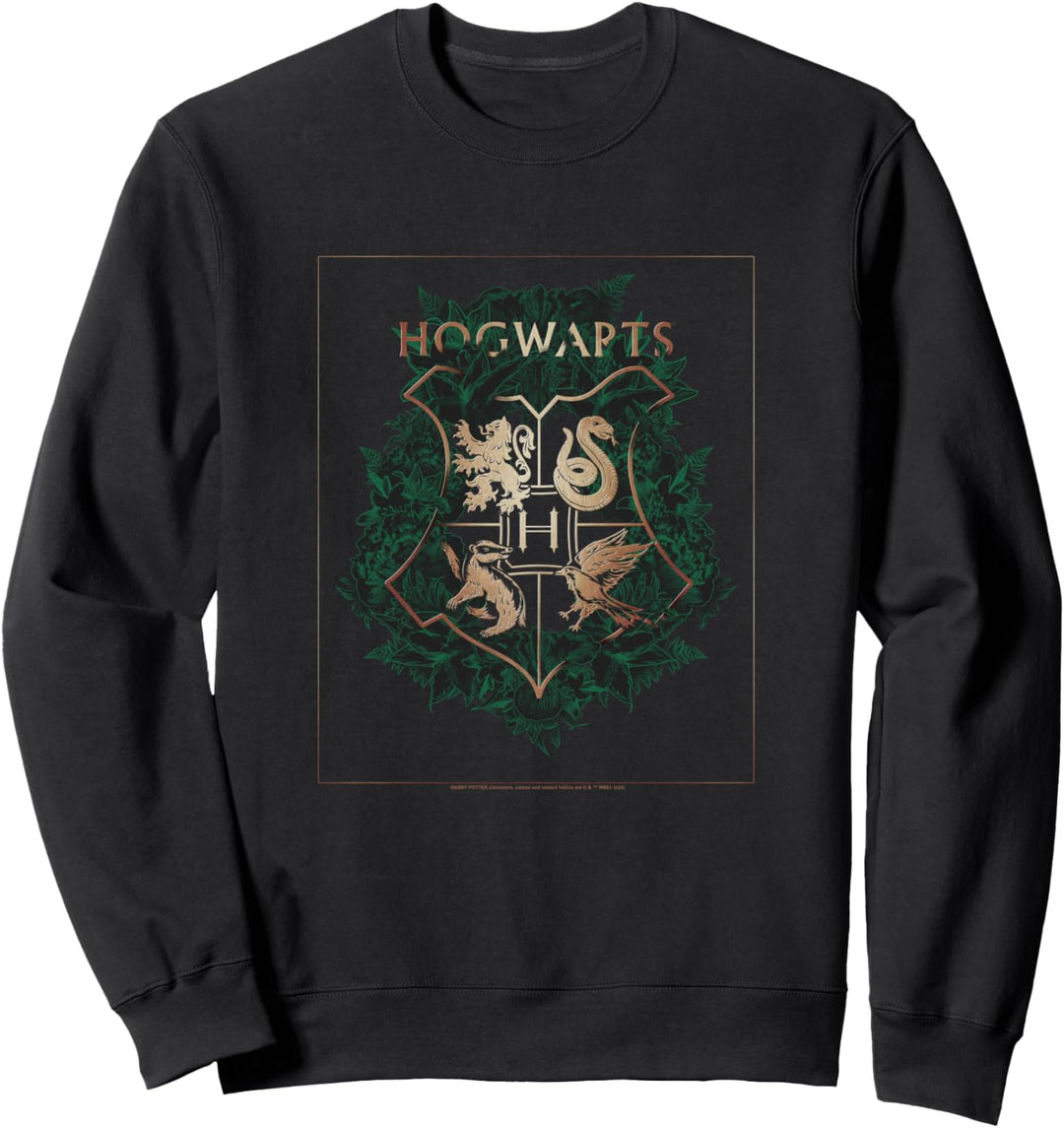 Harry Potter Hogwarts Green and Gold Floral Crest Sweatshirt