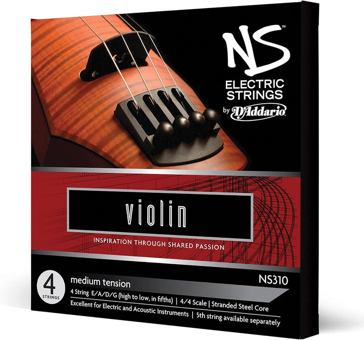 D'Addario NS310 Elektrik-Violinen Saitensatz mehrfach verdrillter Stahlkern Medium Set, Set