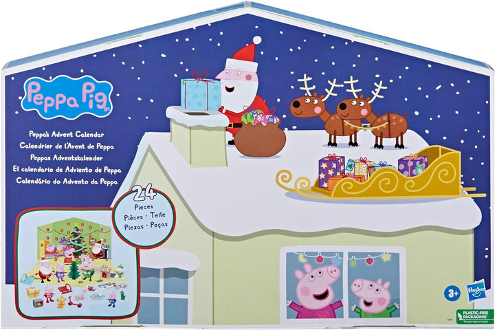 Peppa Pig Peppas Adventskalender mit 24 Überraschungsspielzeugen und Aufklebern, Kinderpielzeug