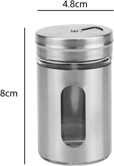 Lawei 16er-set Gewürzgläser-Set Silber 90ml Edelstahl Vorratsgläser Gewürzdosen mit Sichtfenster, Ge