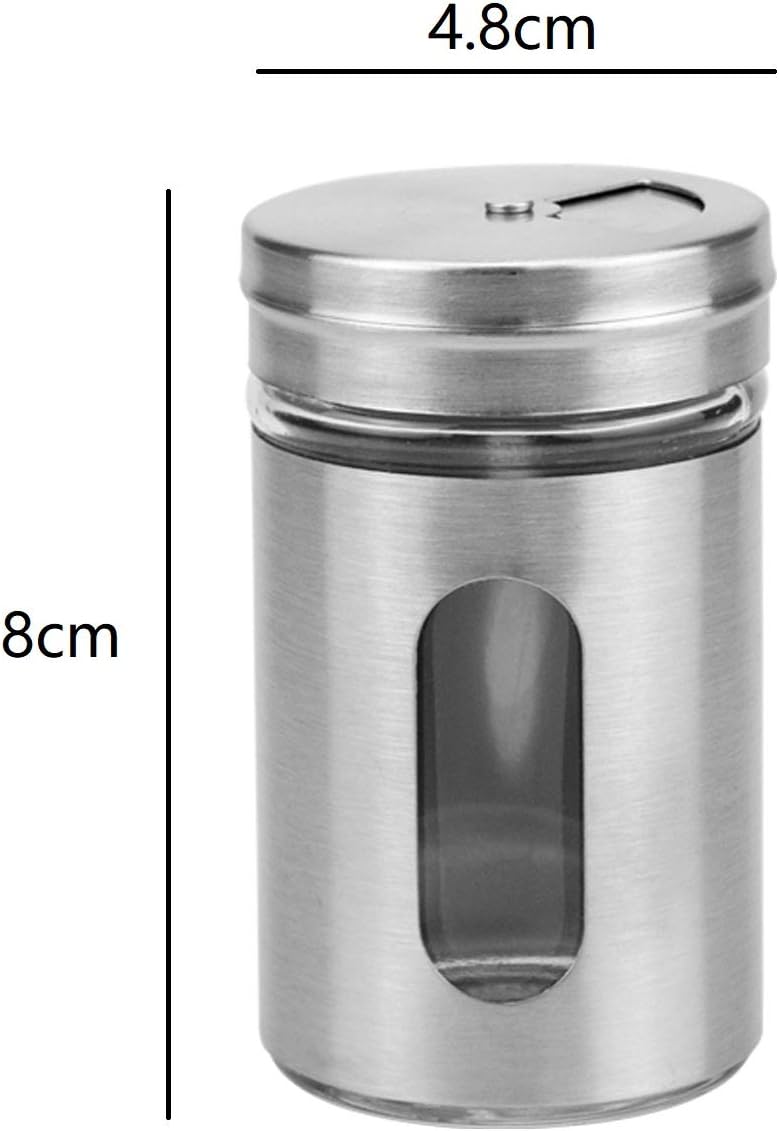 Lawei 16er-set Gewürzgläser-Set Silber 90ml Edelstahl Vorratsgläser Gewürzdosen mit Sichtfenster, Ge