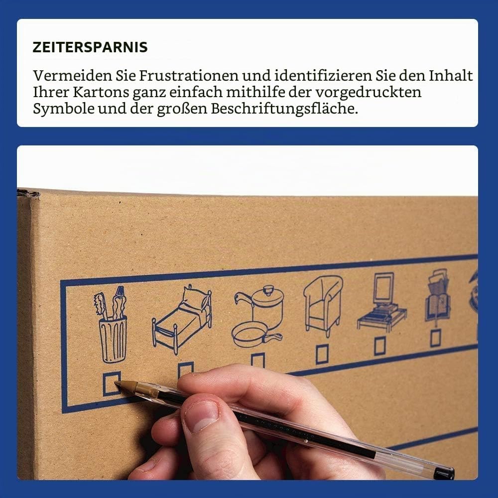 Packung mit 10 Kartons mit Griffen für Umzug, Aufbewahrung und Transport, sehr robust, 50 x 30 x 30