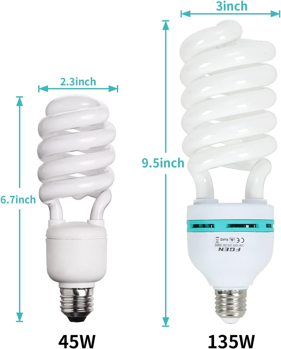 2X135W CFL Fotolampe 5500K Fotoleuchte mit E27 Stecker,FGen Studioleuchte Energiesparende 10000 Stun