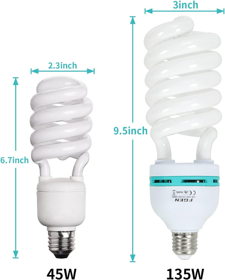 2X135W CFL Fotolampe 5500K Fotoleuchte mit E27 Stecker,FGen Studioleuchte Energiesparende 10000 Stun