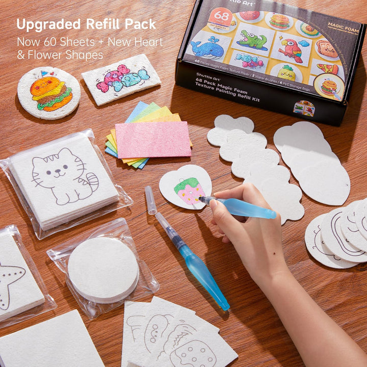 Shuttle Art 68 Stück Magic Puffy Paint Nachfüllung Set, Schaum Textur Malset für Kinder, 3d Schaumst
