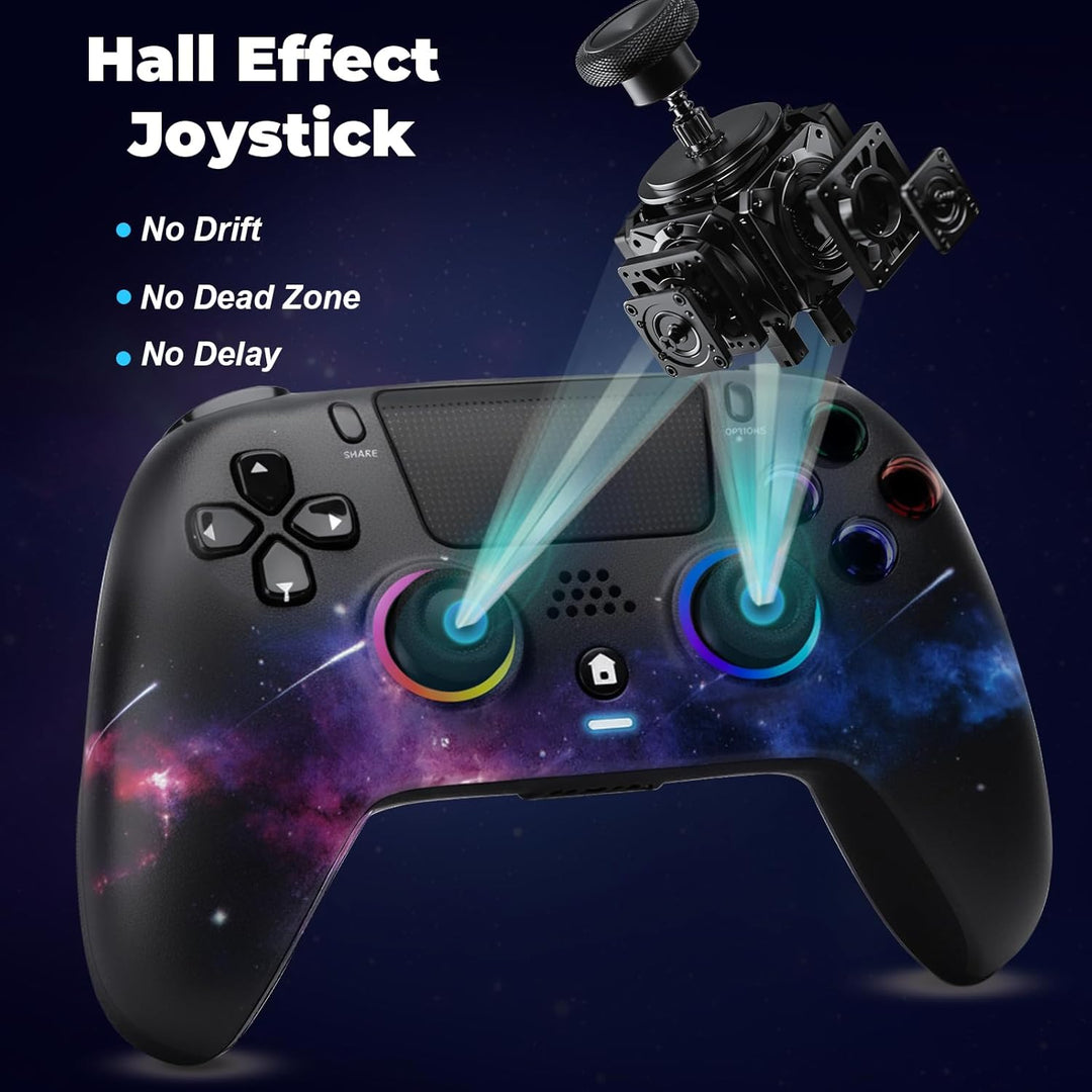 DuLingKer Wireless Controller Kompatibel für PS4, Game Controller mit Hall Effect Stick/Trigger(NO D
