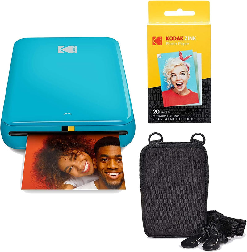 KODAK Step Printer Drahtloser mobiler Farbig Fotodrucker mit Zink-Technologie (Blau) Reiseset Blau S