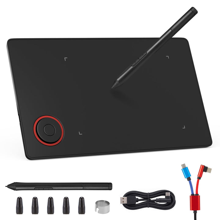 IMAGE Tragbares Grafiktablett 8,9*5,3 Zoll mit 8192 Stufen batterielosem Stift und 1 magischem Kreis