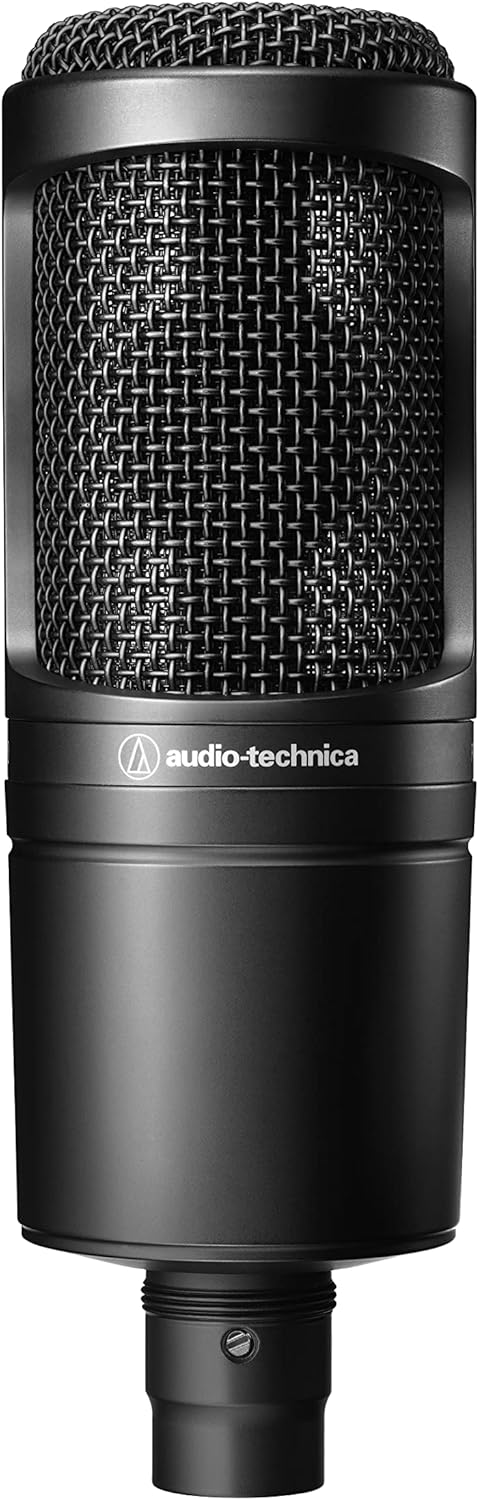 Audio-Technica 2020 Kondensatormikrofon mit Nierencharakteristik Schwarz Black XLR, Black XLR