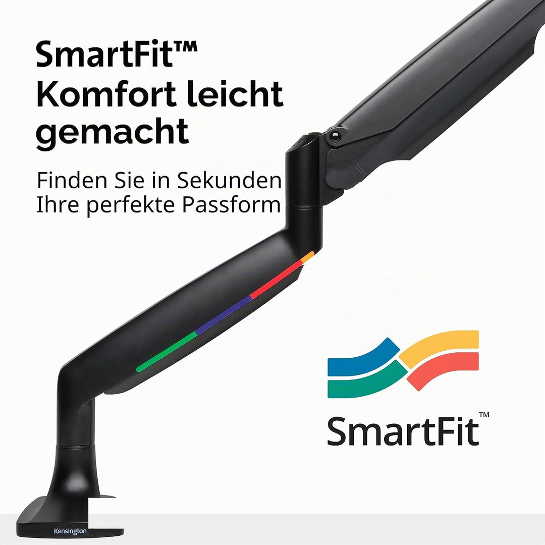 Kensington SmartFit Monitorarm für 1 Bildschirm 13 - 34 Zoll und 9 kg, VESA 75/100, Gasdruckfeder un
