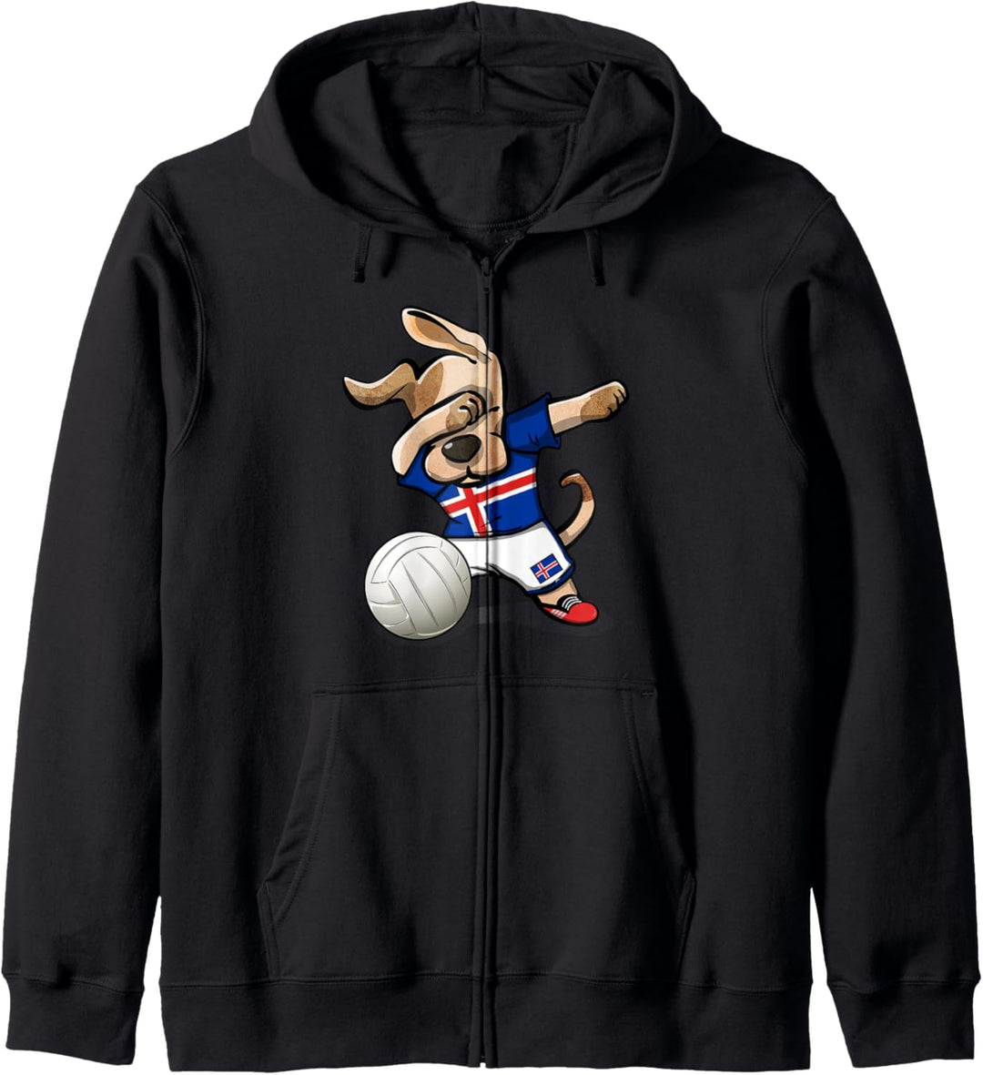 Lustiger Tupfender Hund Island Volleyball Isländische Flagge Kapuzenjacke