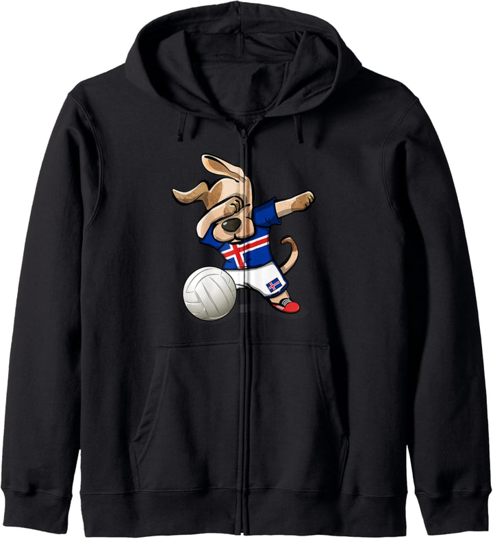 Lustiger Tupfender Hund Island Volleyball Isländische Flagge Kapuzenjacke