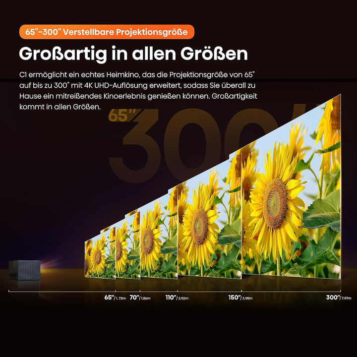 Hisense C1 Smart Mini Projektor 4K UHD Trichroma (65-150 Zoll), Dolby Vision, Dolby Atmos, JBL Lauts