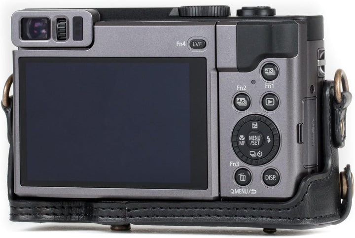 MegaGear MG1258 Panasonic Lumix DC-TZ95, DC-TZ90 Ever Ready Leder Kamera-Case mit Trageriemen - Schw