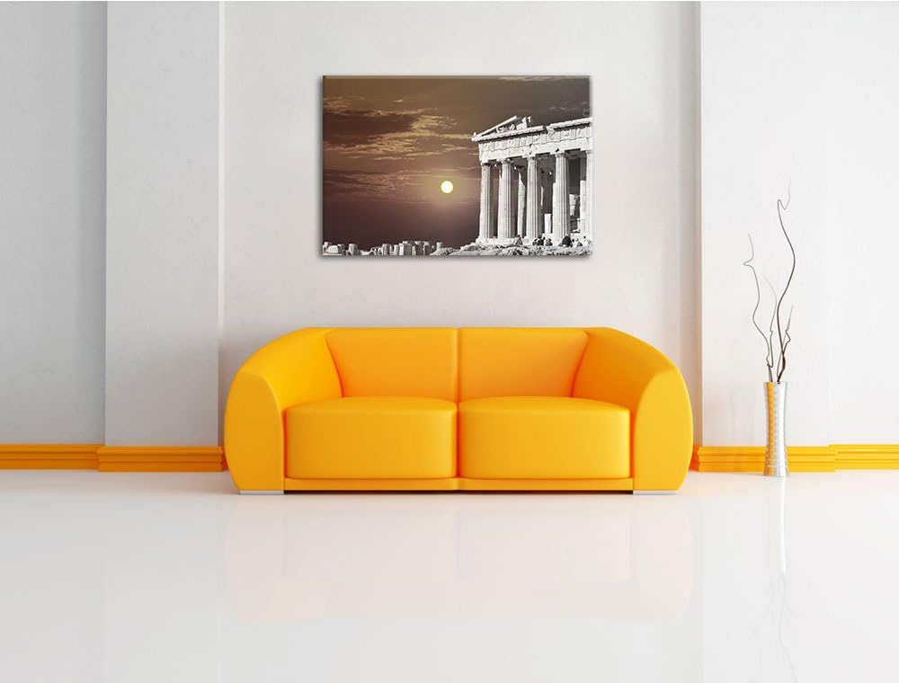 schöner Tempel der Athene schwarz/weiss Format: 100x70 auf Leinwand, XXL riesige Bilder fertig gerah