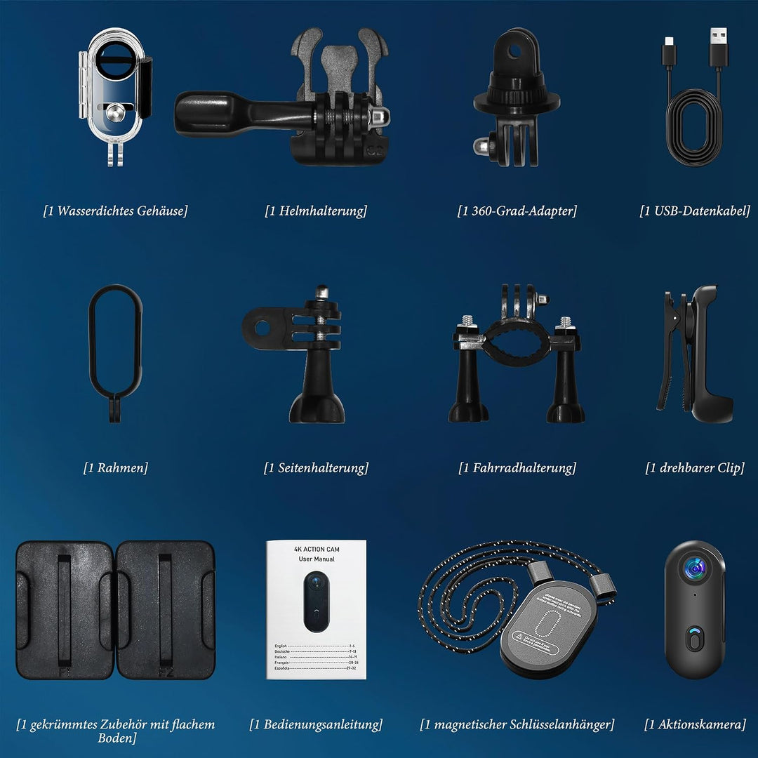 Mini Action Cam WiFi, 4K Bodycam Körperkamera, Unterwasserkamera