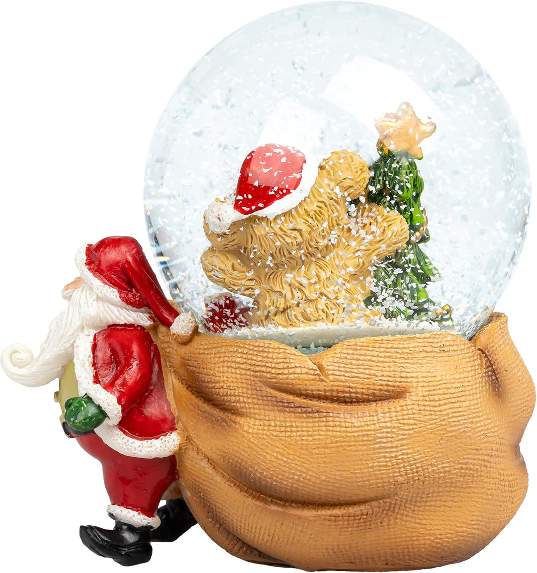 SIKORA SK27 Mittelgrosse Glas Deko Schneekugel Bär im Sack Weihnachtsdeko D:65, Bär im Sack