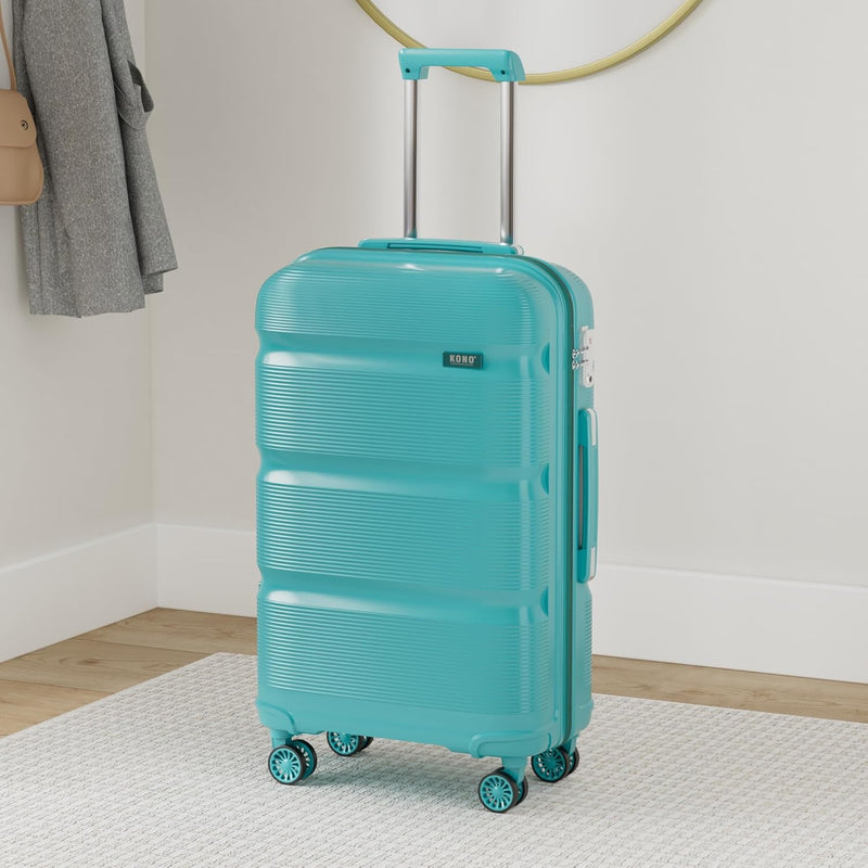 KONO Koffer Trolleys Reisekoffer mit TSA Schloss M (55cm Handgepäck) Türkis Grün, M (55cm Handgepäck