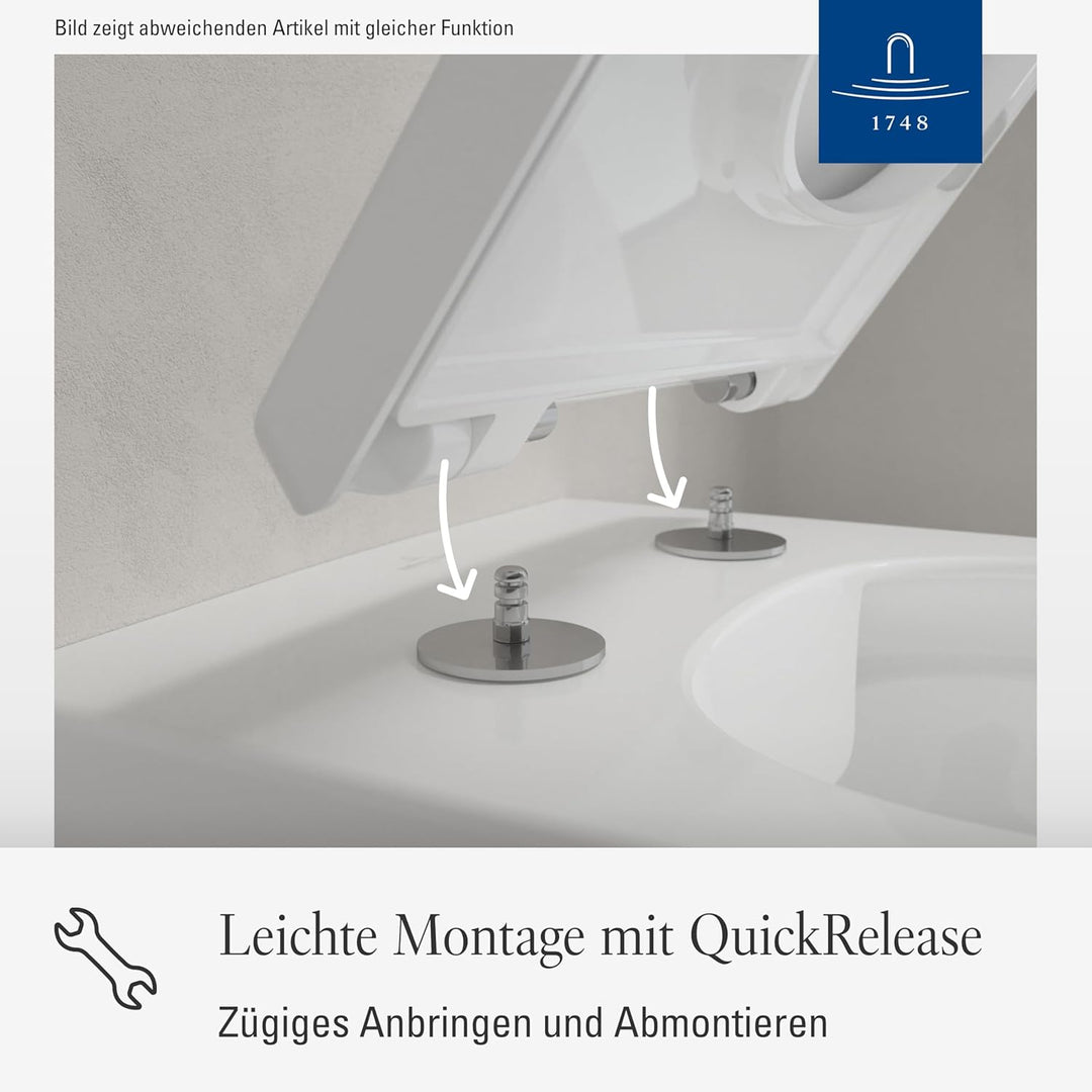 Villeroy & Boch WC-Sitz Memento 2.0 - Toilettendeckel Weiss glänzend mit Absenkautomatik - Abnehmbar