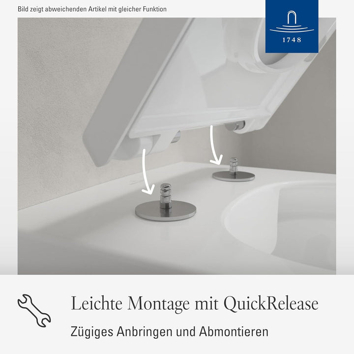 Villeroy & Boch WC-Sitz Memento 2.0 - Toilettendeckel Weiss glänzend mit Absenkautomatik - Abnehmbar