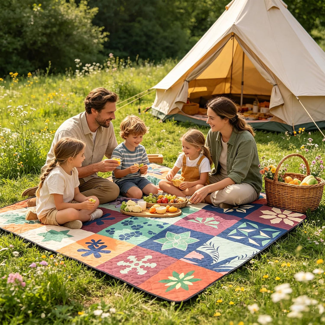 Picknickdecke 200x200 cm - Stranddecke XXL, wasserdicht &amp; isoliert Campingdecke, atmungsaktiv und we