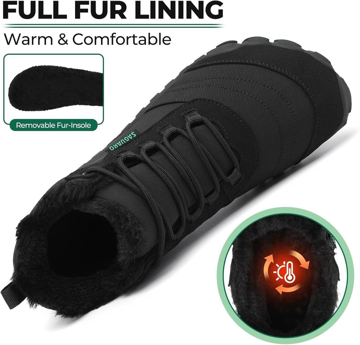 SAGUARO Barfussschuhe Winter Warm Wasserabweisend Gefüttert Winterschuhe für Damen Herren Gr.36-46 3