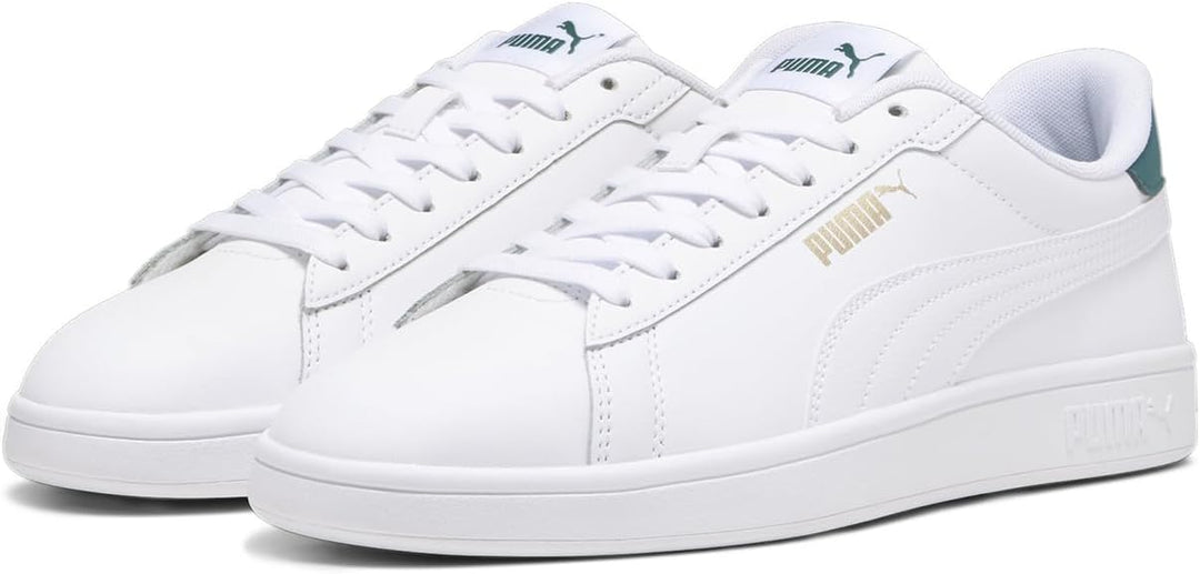 PUMA Herren Smash 3.0 L Sneaker 45 EU Puma White Malachite Puma Gold, 45 EU Puma White Malachite Pum