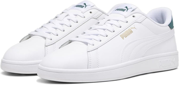 PUMA Herren Smash 3.0 L Sneaker 45 EU Puma White Malachite Puma Gold, 45 EU Puma White Malachite Pum