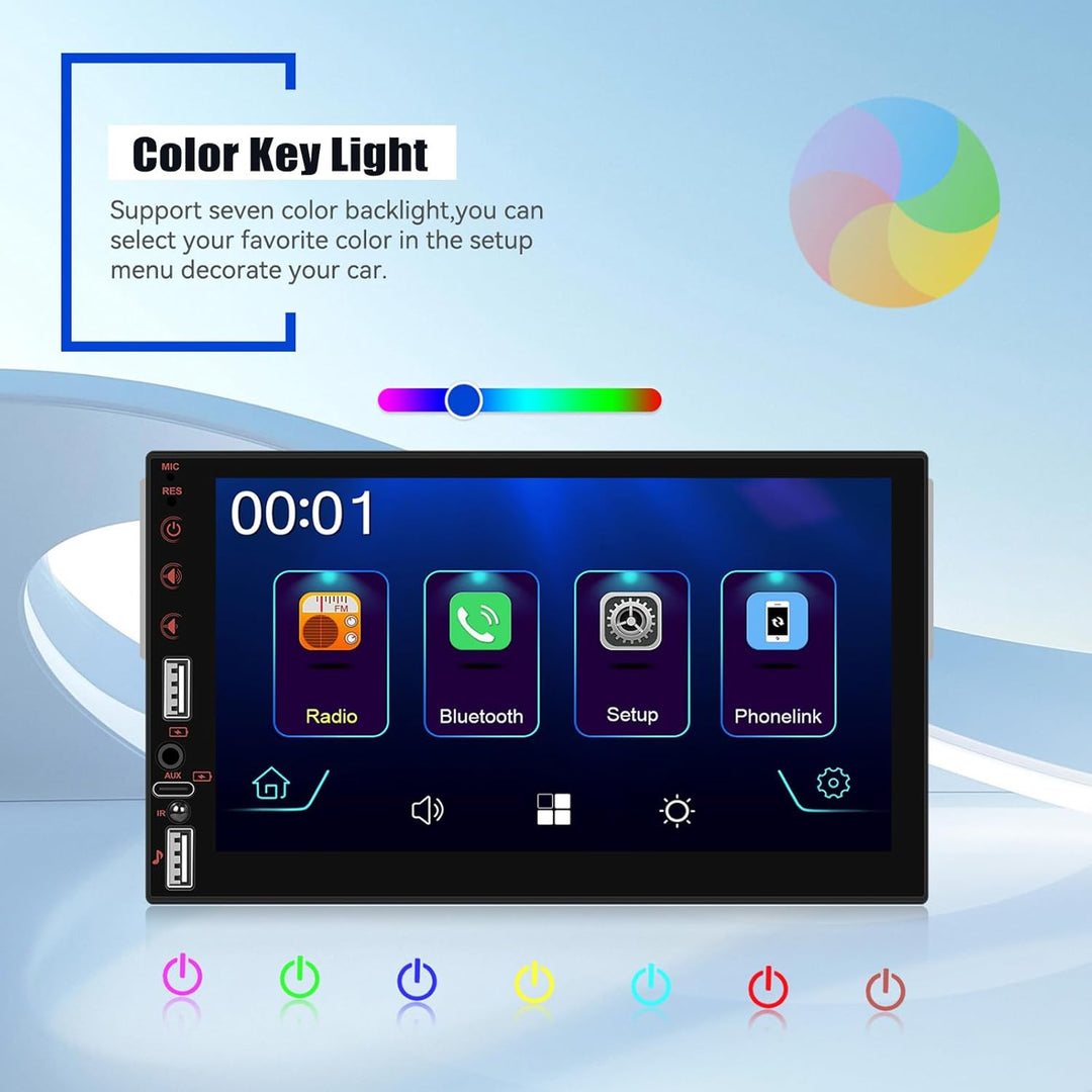 CAMECHO Autoradio 1 Din Wireless Carplay Android Auto Bluetooth Radio mit 7 Zoll LED Touchscreen mit